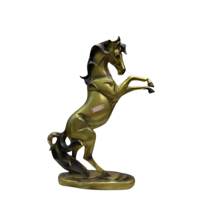 A premium gold-toned rearing horse statue by Gift by Hamza with elegant dark highlights and a smooth, stable base.