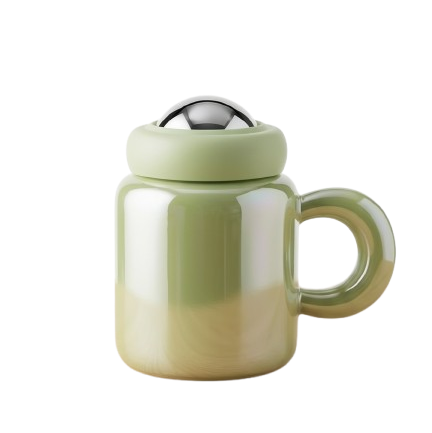 Gift by Hamza Minimalist Green Ceramic Mug with Chrome Dome
Modern light green mug featuring an elegant iridescent finish and a polished chrome dome lid.