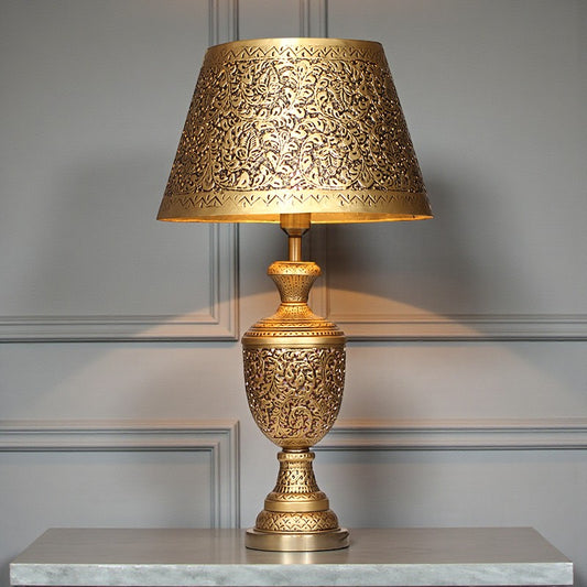 Premium Artisan Golden Table Lamp | Hand-Carved Luxury Decor