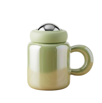 Gift by Hamza Minimalist Green Ceramic Mug with Chrome Dome
Modern light green mug featuring an elegant iridescent finish and a polished chrome dome lid.