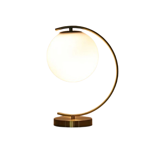 Modern Gold Table Lamp with Frosted Glass Globe
